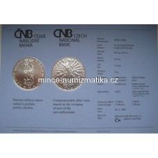 Certifikát k pamětní stříbrné minci ČR 200 Kč 2000 Počátek nového tisíciletí